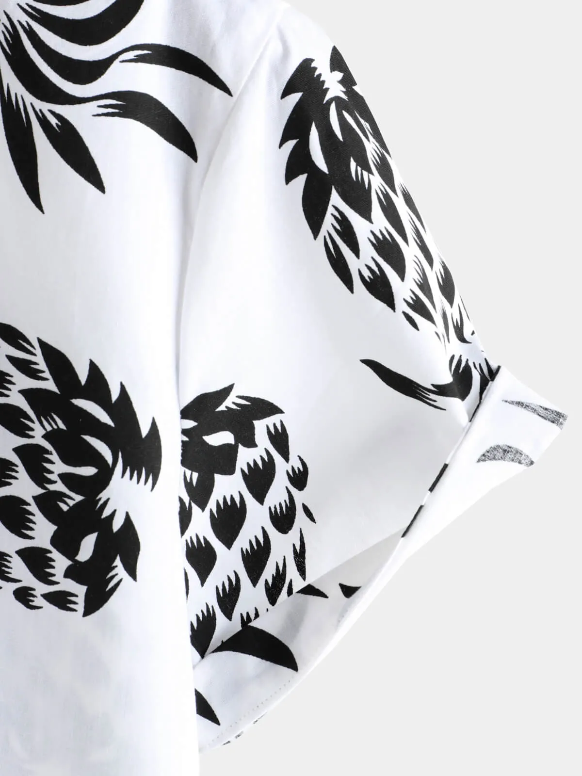 Men's Cotton Pineapple Print Summer Hawaiian Button Up Short Sleeve Shirt