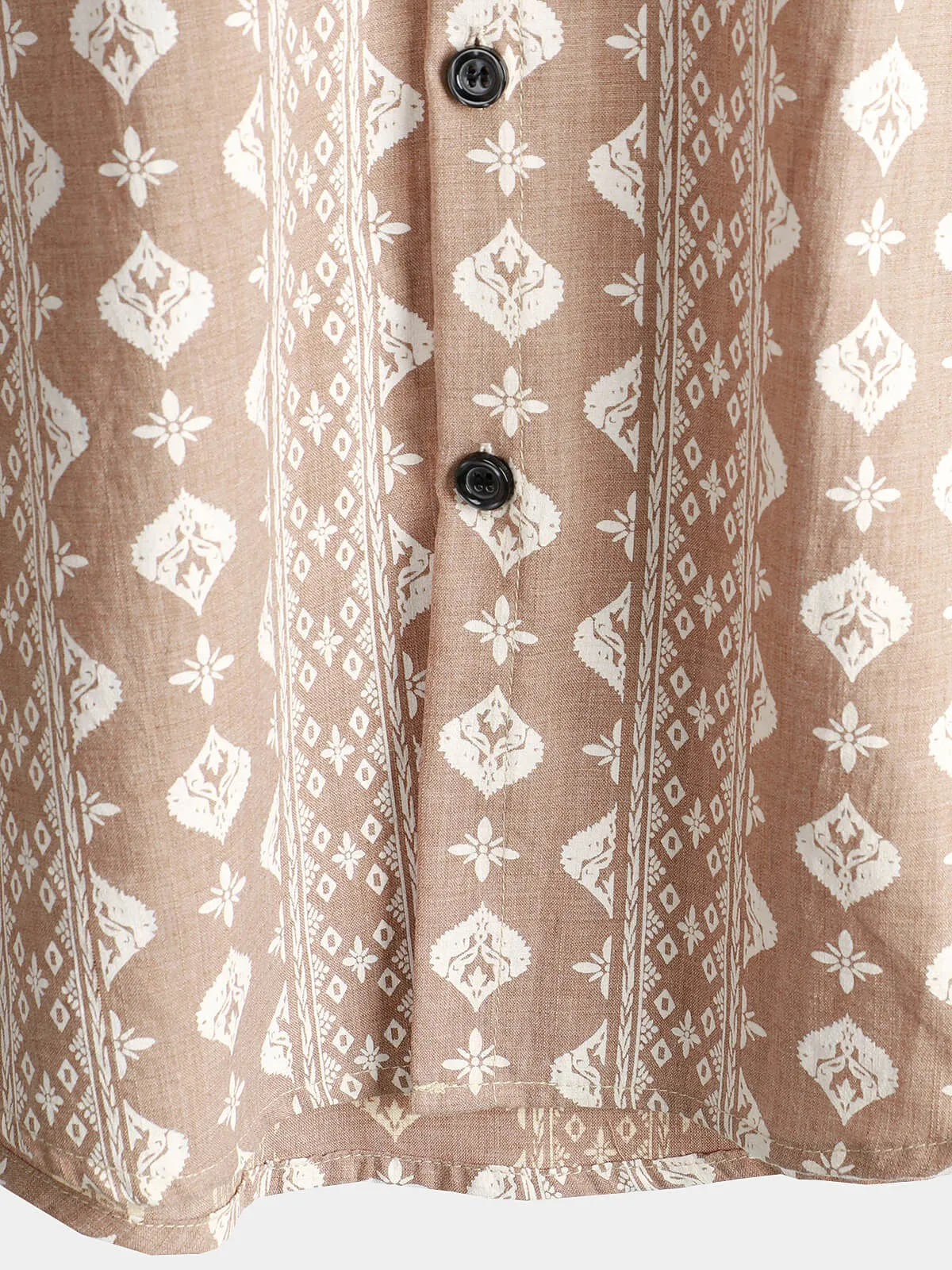 Men's Cotton Retro Button Up 70s Striped Vintage Short Sleeve Shirt