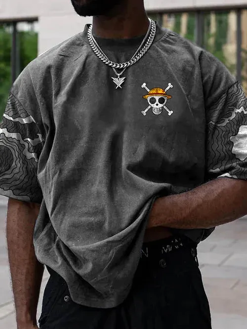 Men's Fashion Anime Print Casual Short Sleeve T-Shirt