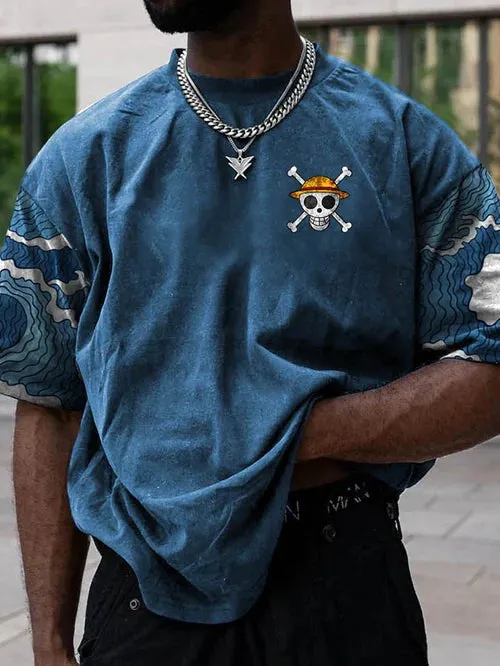 Men's Fashion Anime Print Casual Short Sleeve T-Shirt