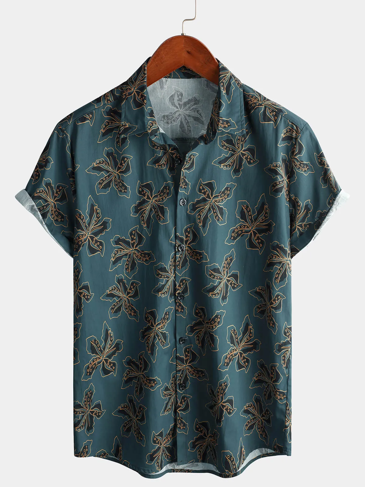 Men's Floral Vintage Beach Hawaiian Holiday Short Sleeve Shirt