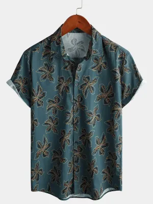 Men's Floral Vintage Beach Hawaiian Holiday Short Sleeve Shirt