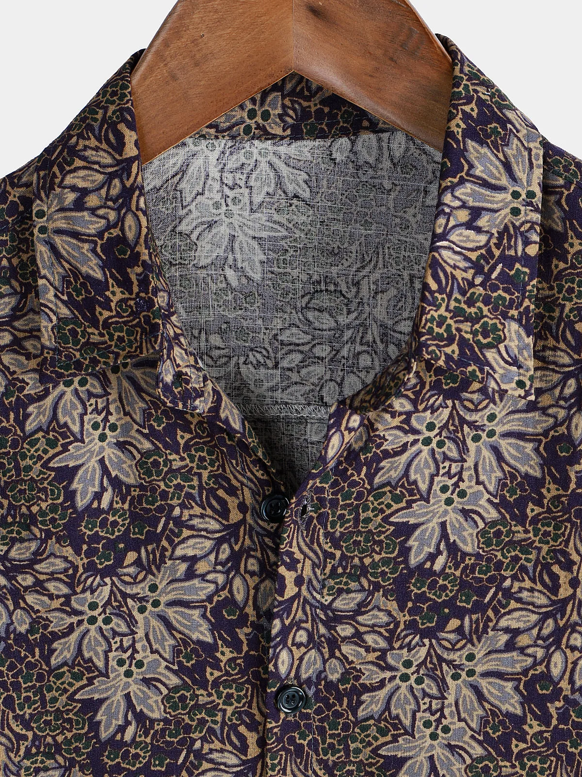 Men's Floral Vintage Short Sleeve Summer Cotton Button Up Shirt