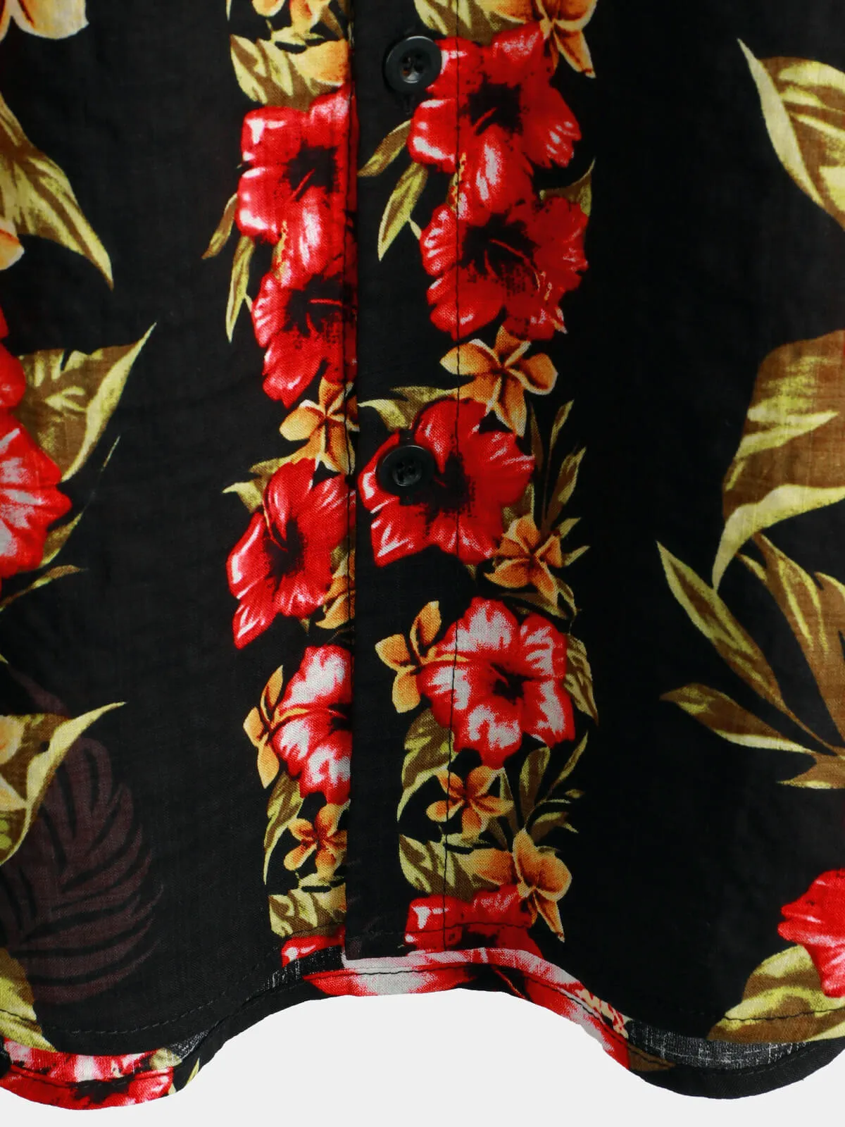 Men's Funky Vintage Hawaiian Tropical Hibiscus Floral Print Short Sleeve Button Up Shirt