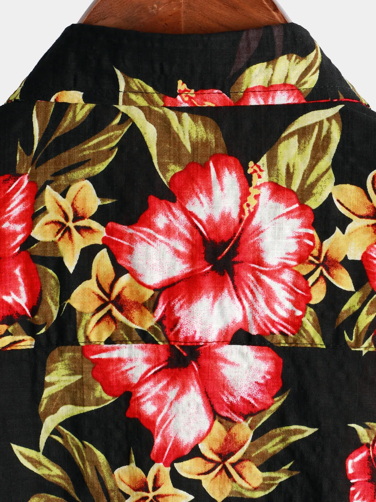 Men's Funky Vintage Hawaiian Tropical Hibiscus Floral Print Short Sleeve Button Up Shirt