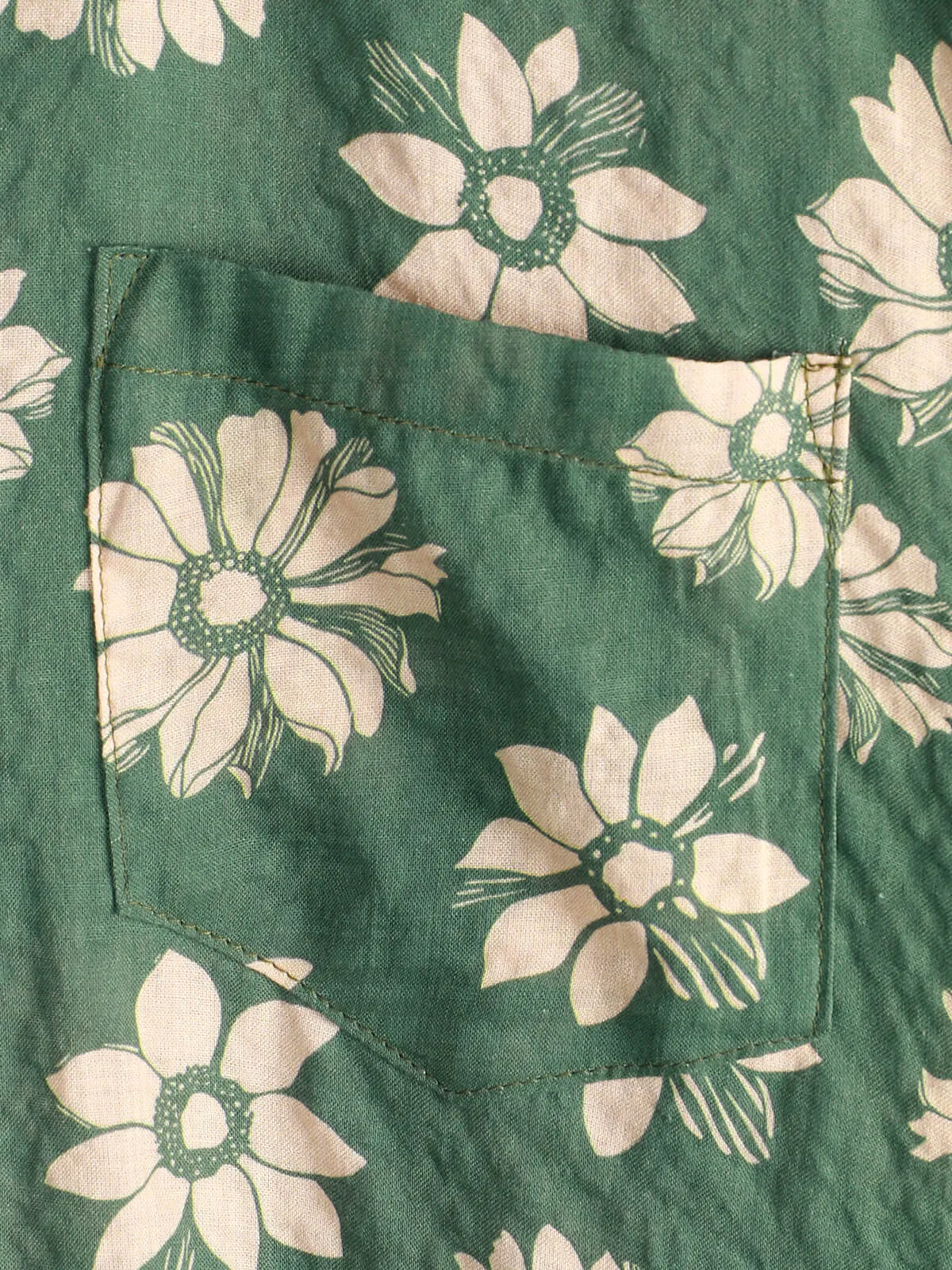 Men's Green Floral Hawaiian Short Sleeve Button Holiday Summer Shirt