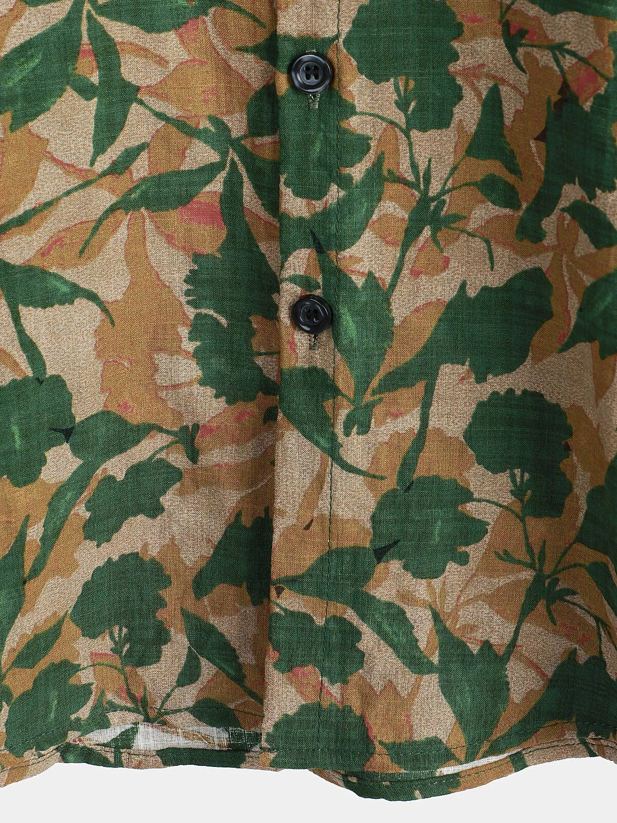 Men's Green Floral Holiday Pocket Summer Short Sleeve Button Up Shirt