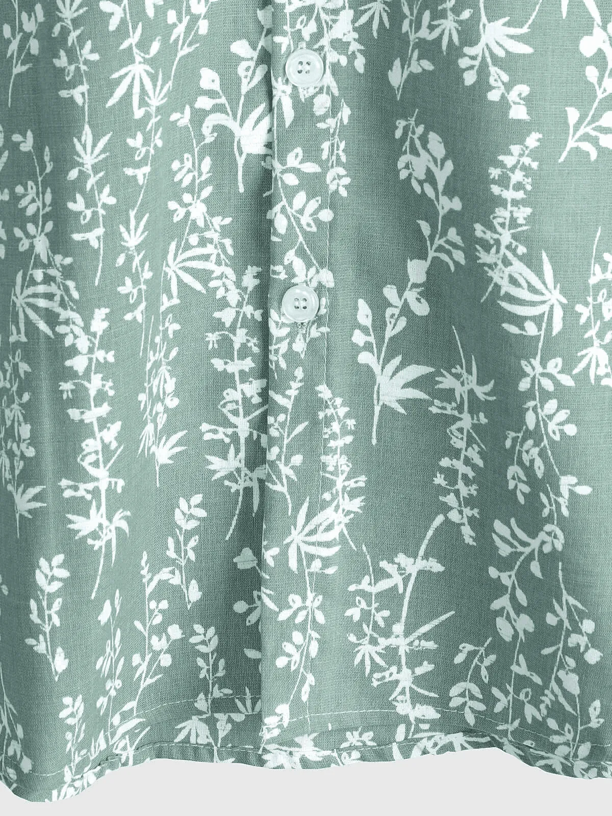 Men's Green Hawaiian Summer Floral Short Sleeve Cotton Button Up Shirt