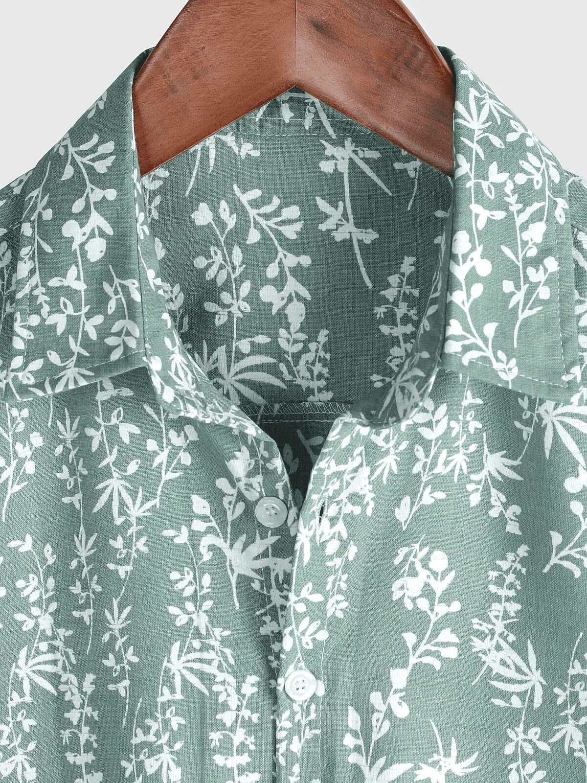 Men's Green Hawaiian Summer Floral Short Sleeve Cotton Button Up Shirt