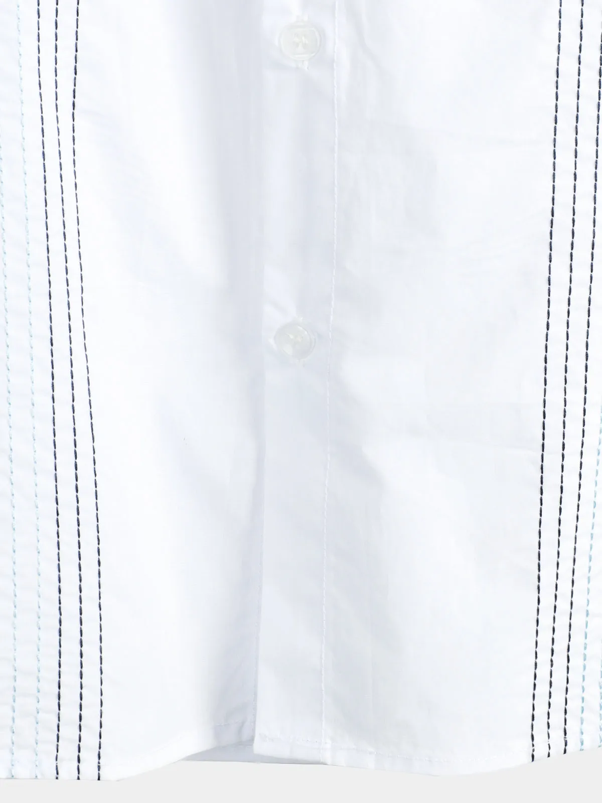 Men's Hawaiian Cotton Linen Striped Short Sleeve Button Up Summer Beach Embroidered Shirt