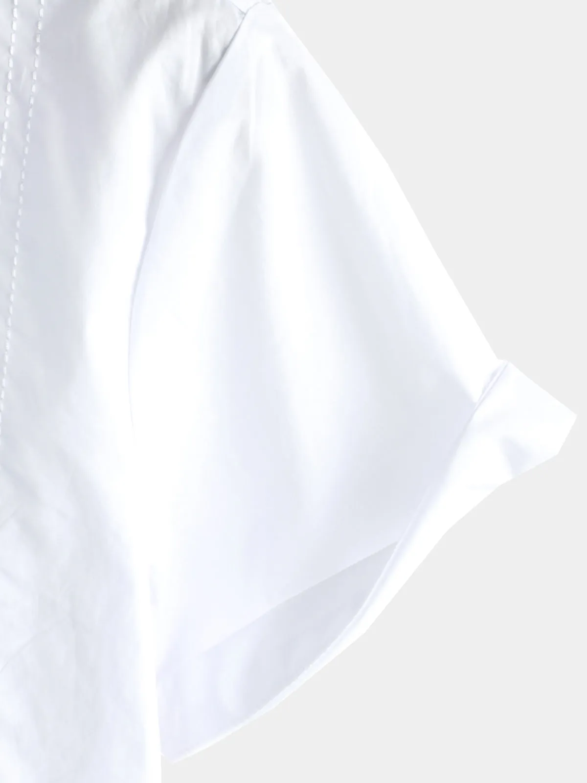 Men's Hawaiian Cotton Linen Striped Short Sleeve Button Up Summer Beach Embroidered Shirt
