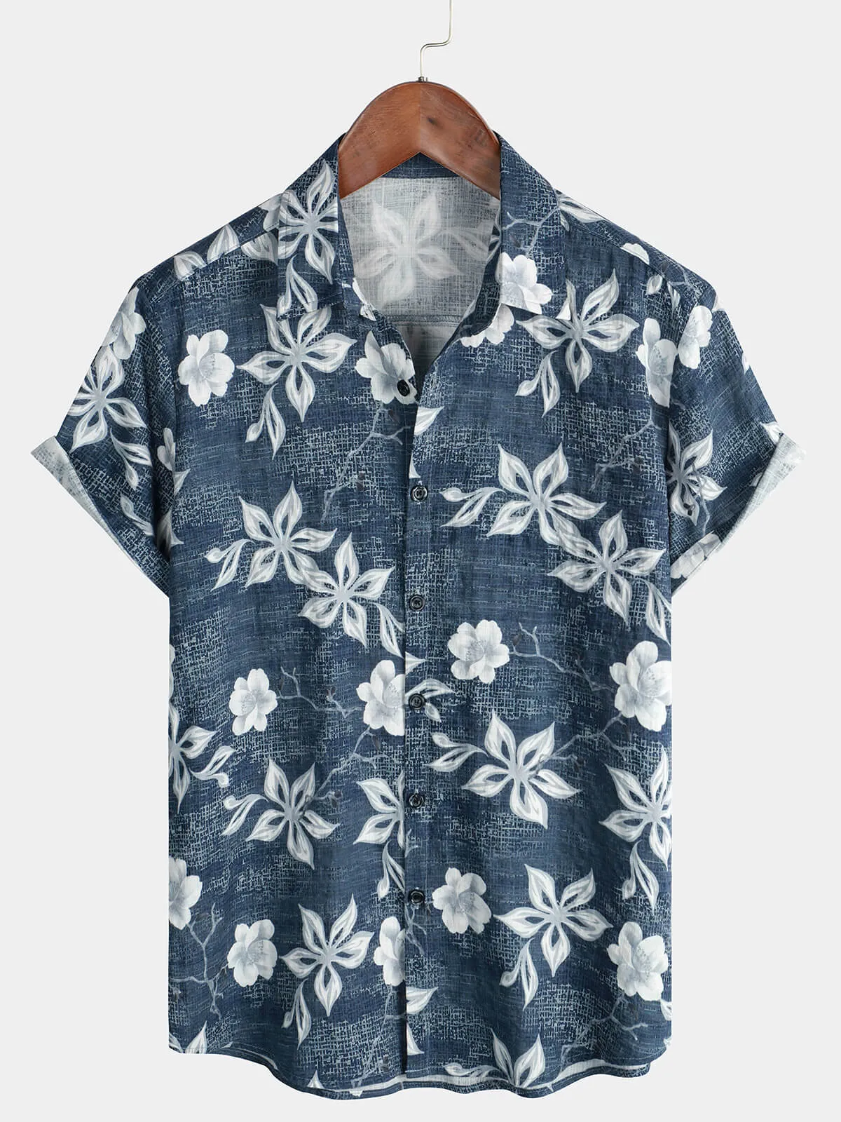 Men's Hawaiian Floral Short Sleeve Button Summer Beach Shirt