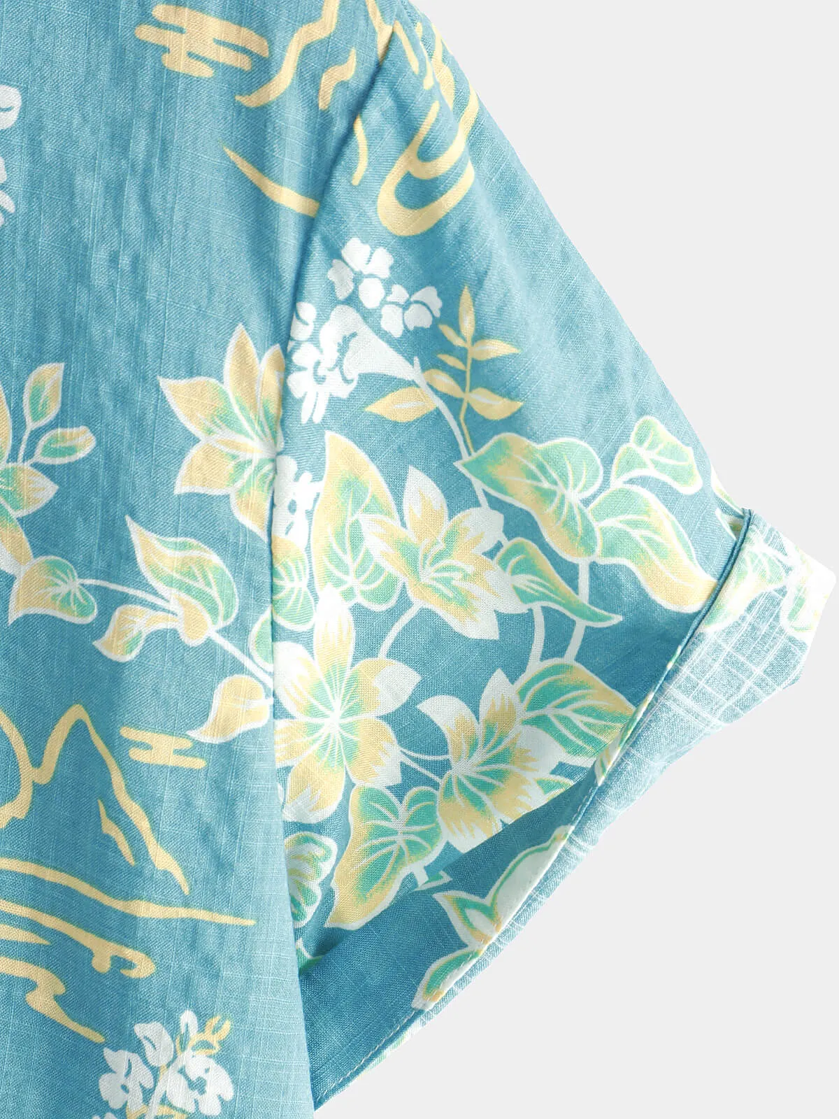 Men's Hawaiian Tropical Floral Print Beach Summer Short Sleeve Button Shirt