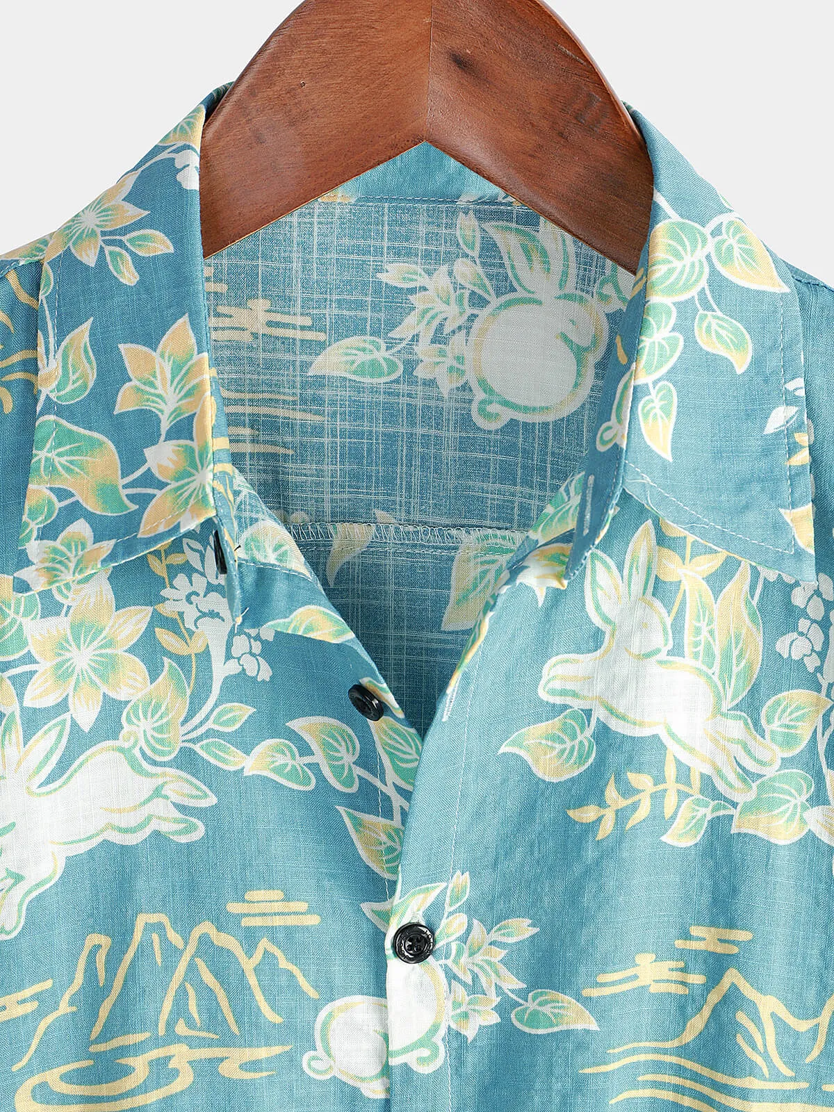 Men's Hawaiian Tropical Floral Print Beach Summer Short Sleeve Button Shirt