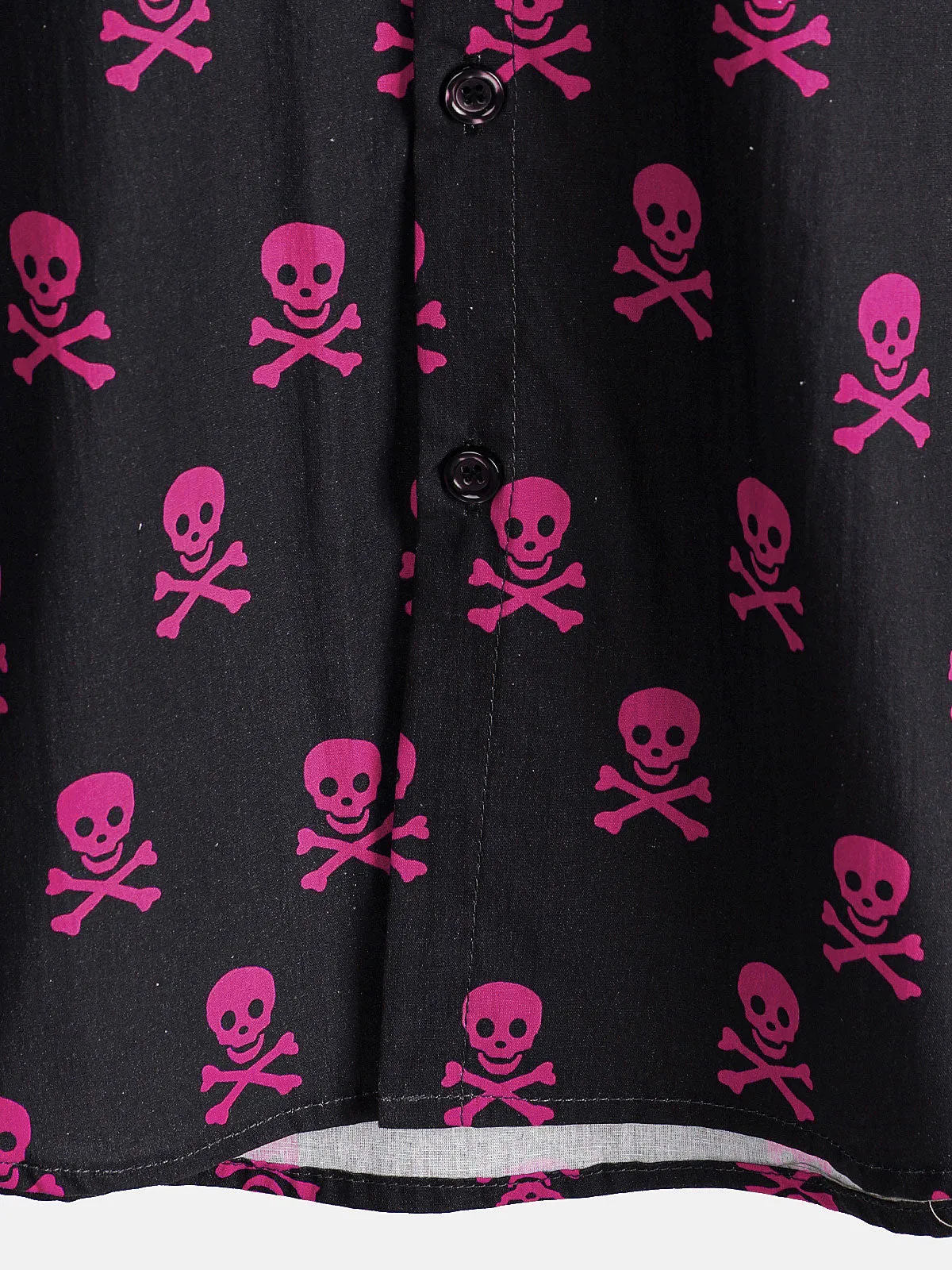 Men's Pink Skull Punk Rock Holiday Cotton Breathable Cool Summer Short Sleeve Shirt