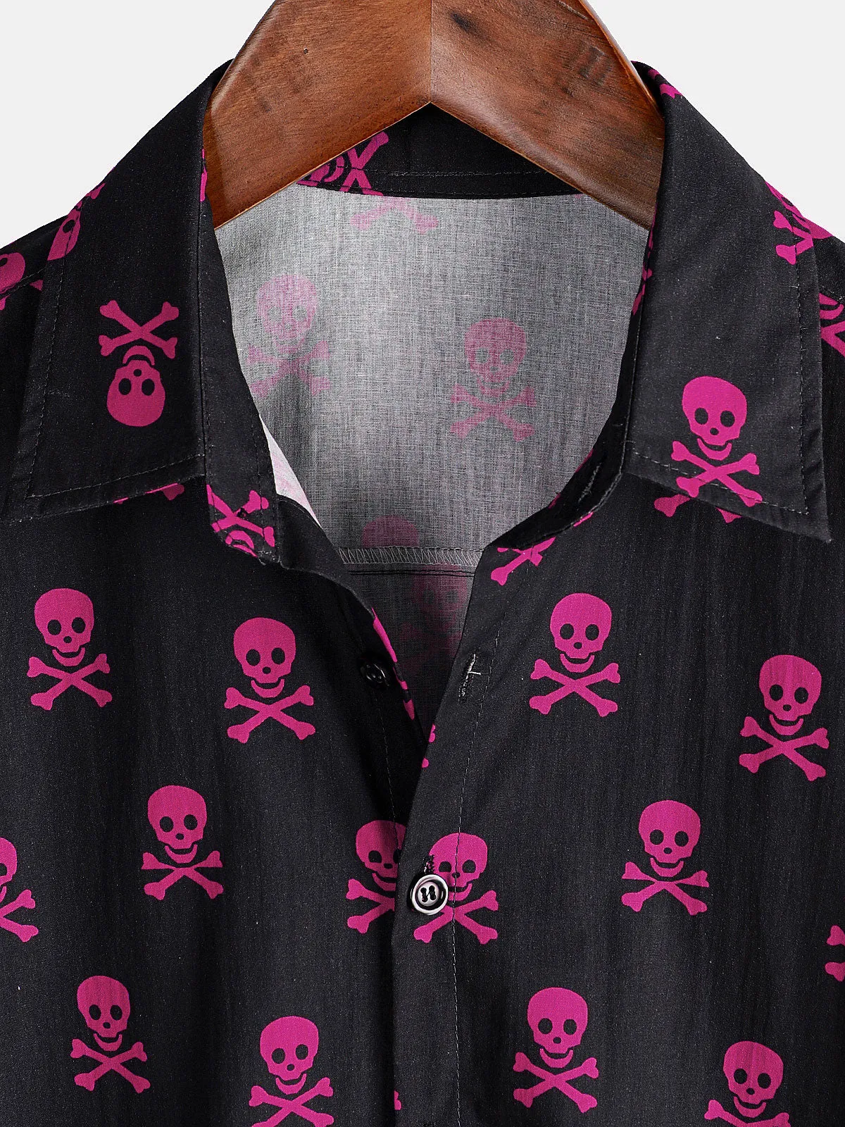Men's Pink Skull Punk Rock Holiday Cotton Breathable Cool Summer Short Sleeve Shirt