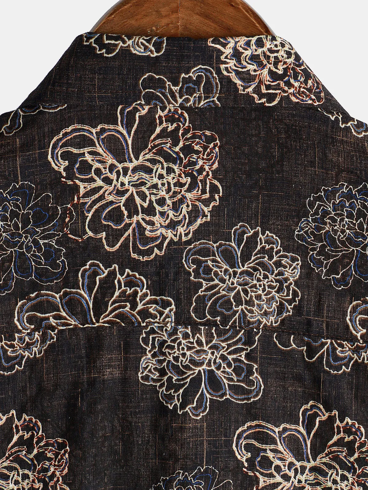Men's Retro Brown Floral Holiday Camp Short Sleeve Button Up Shirt