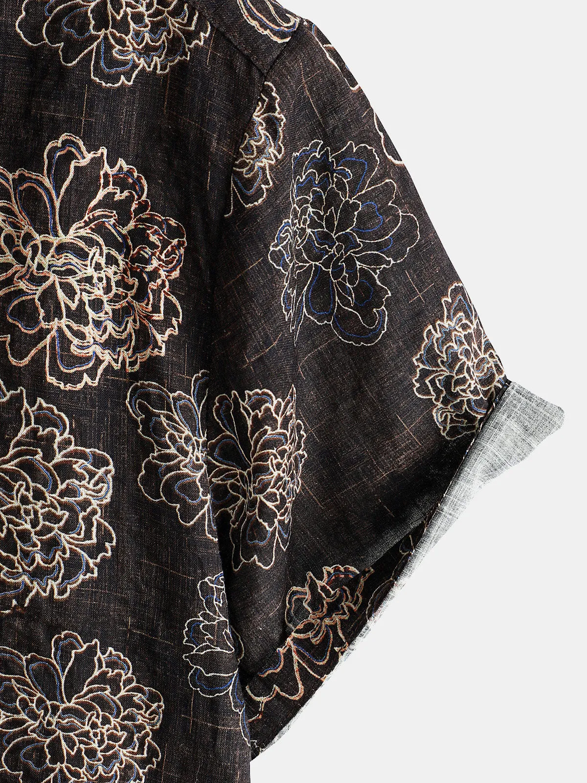 Men's Retro Brown Floral Holiday Camp Short Sleeve Button Up Shirt