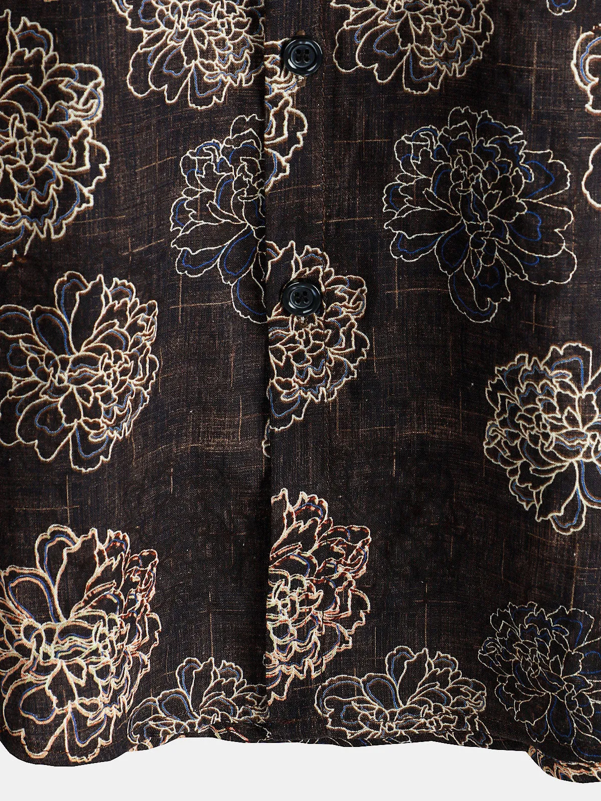 Men's Retro Brown Floral Holiday Camp Short Sleeve Button Up Shirt