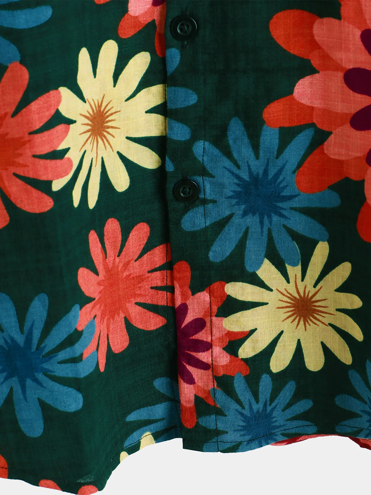Men's Retro Daisy Beach Button Up Short Sleeve Shirt