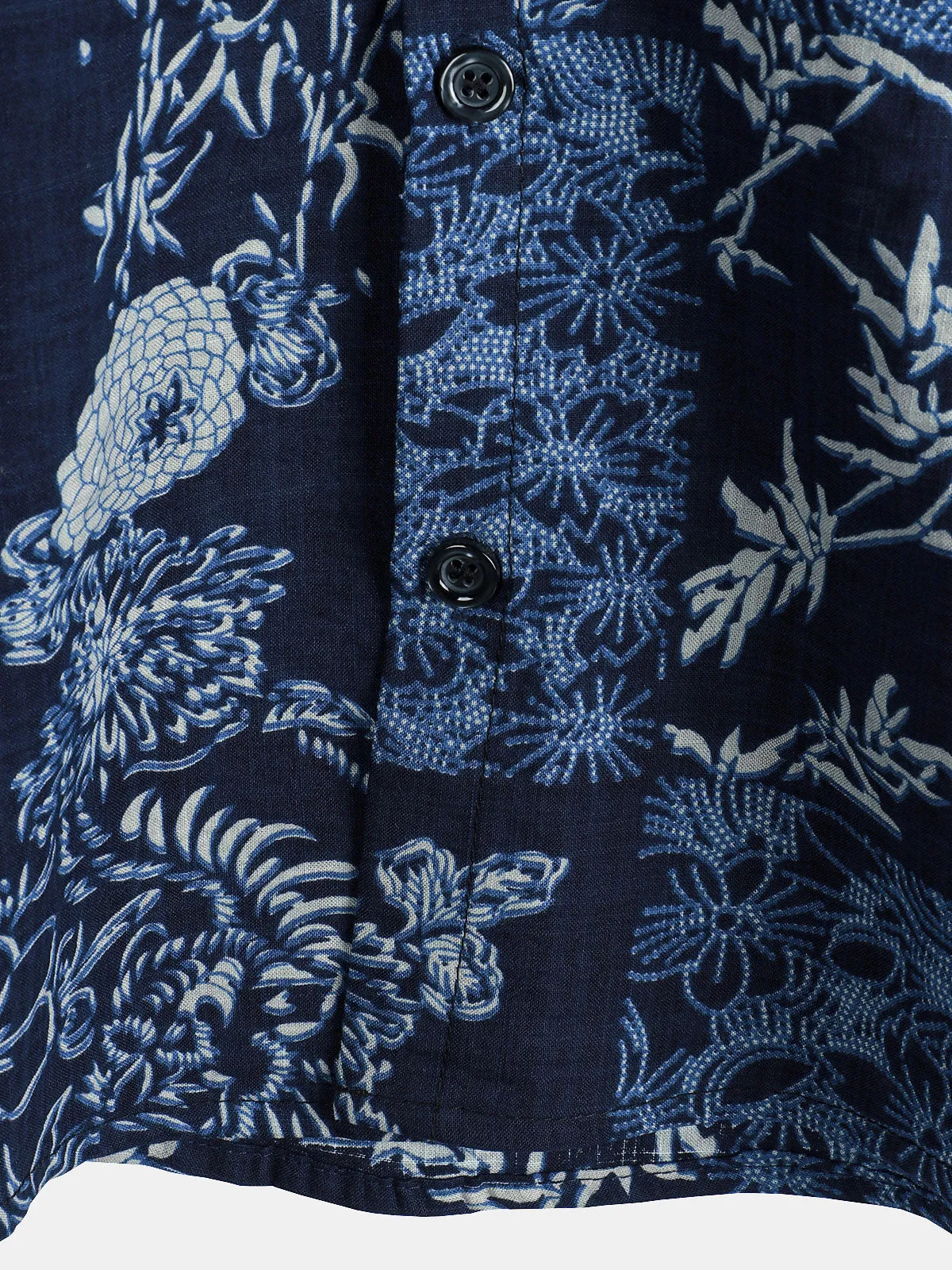 Men's Retro Navy Blue Floral Summer Short Sleeve Shirt