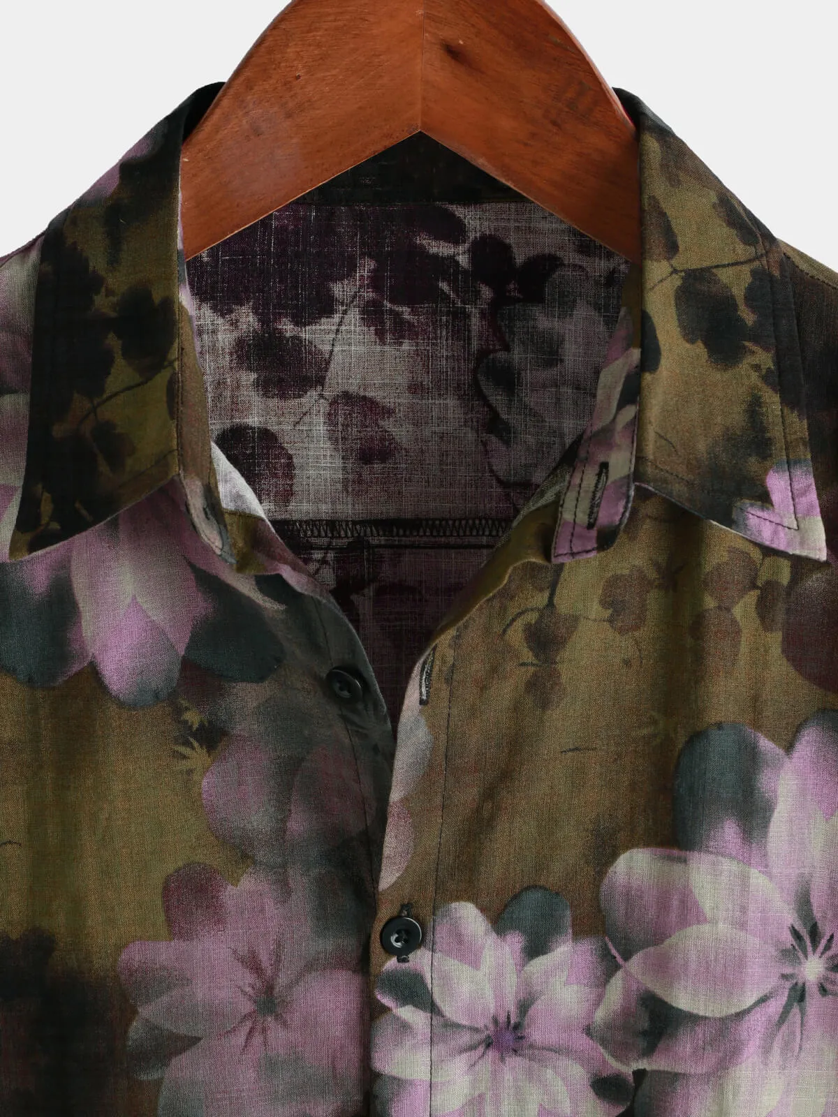 Men's Retro Pink Floral Holiday Short Sleeve Button Up Shirt