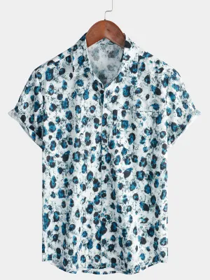 Men's Short Sleeve Button Up Shirt Funny Cool Leopard Print Summer Shirt