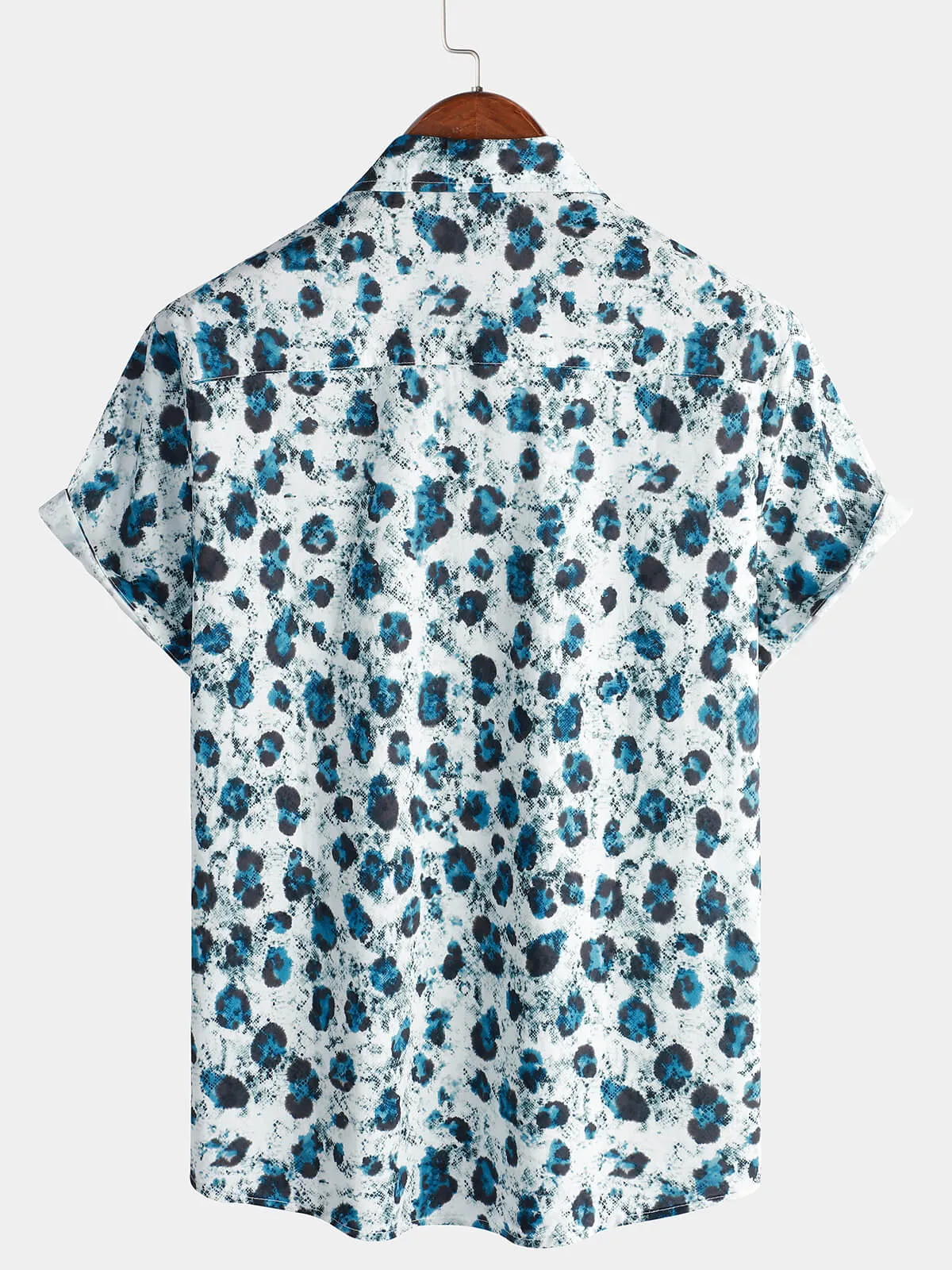 Men's Short Sleeve Button Up Shirt Funny Cool Leopard Print Summer Shirt