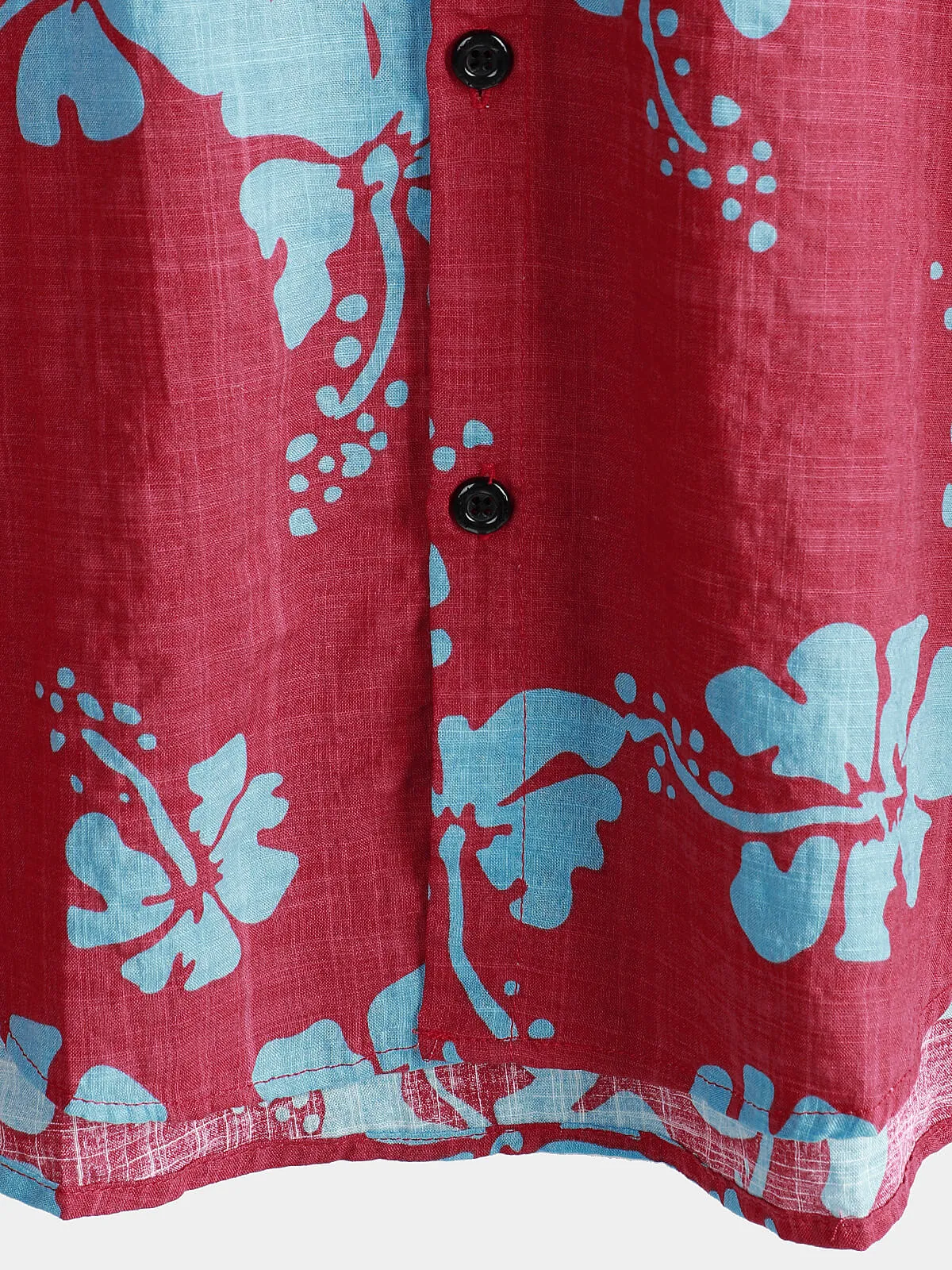 Men's Short Sleeve Red Floral Button Up Beach Tropical Hawaiian Shirt