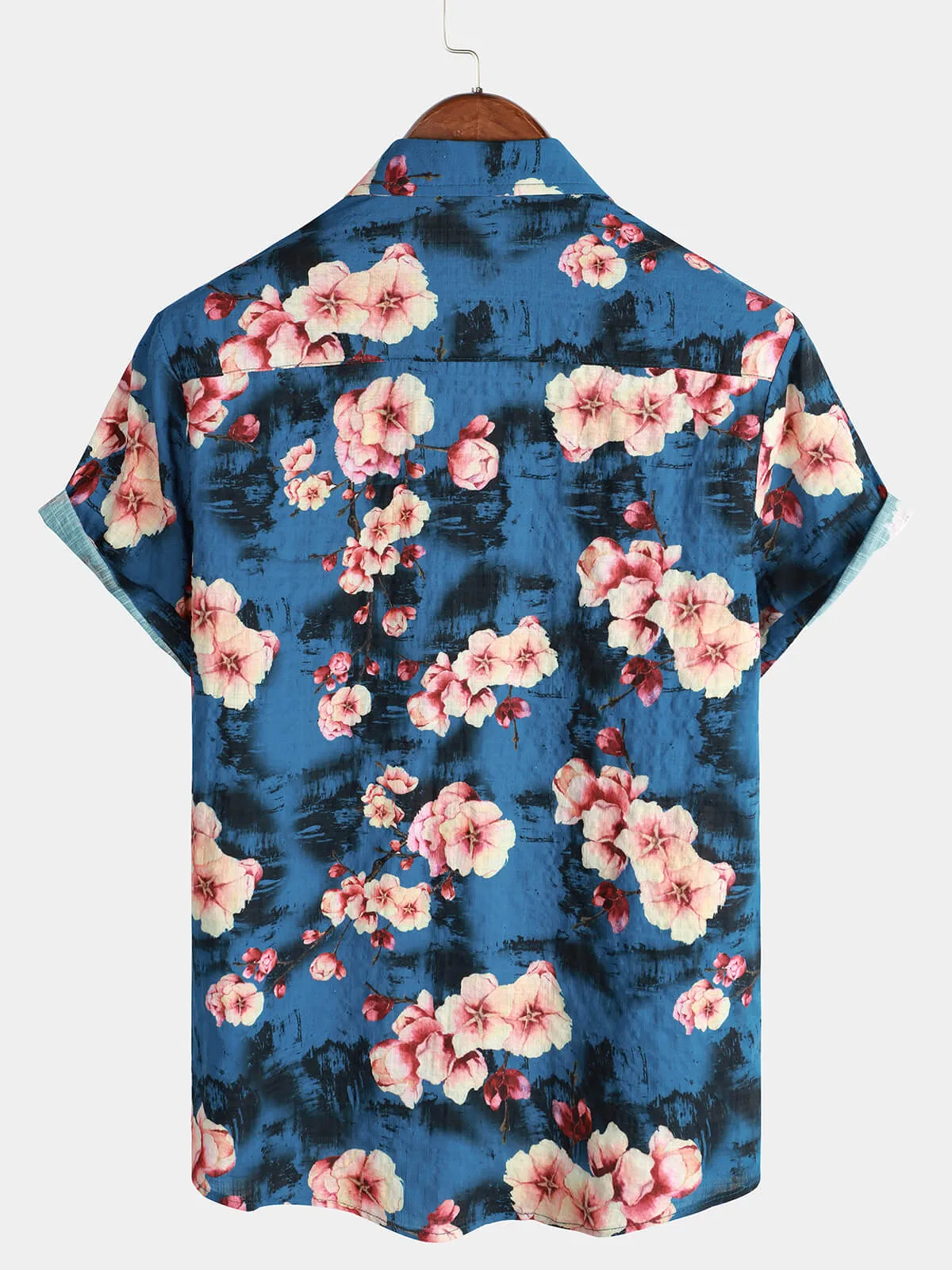 Men's Summer Floral Hawaiian Short Sleeve Button Up Beach Summer Shirt