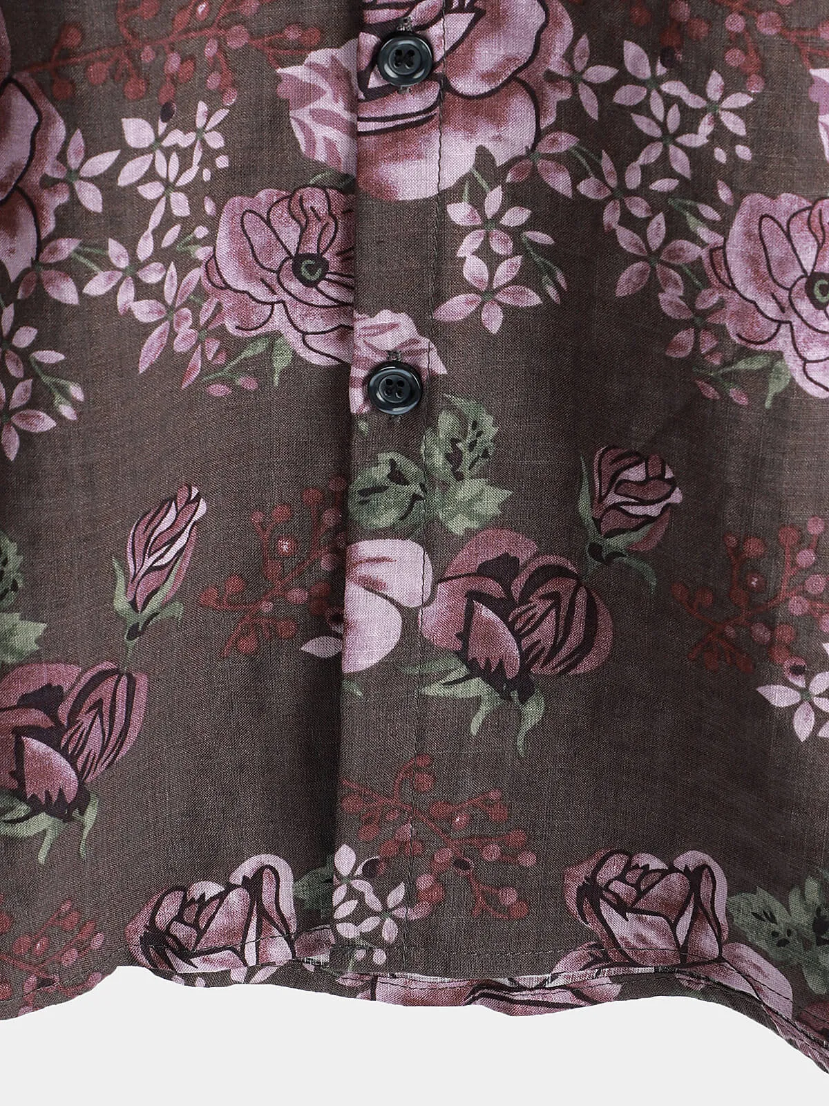 Men's Vintage Floral Button Up Purple Holiday Short Sleeve Shirt