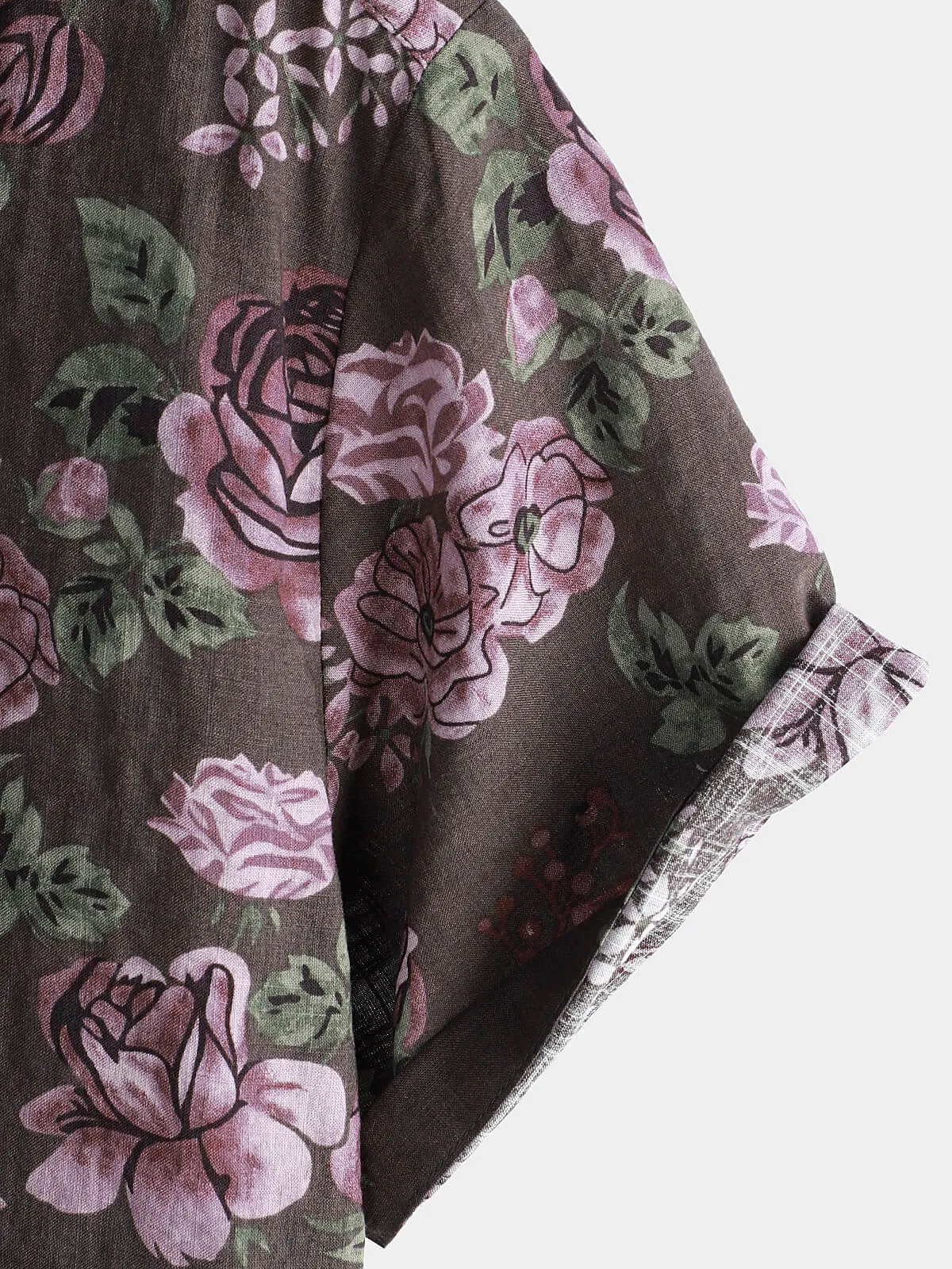 Men's Vintage Floral Button Up Purple Holiday Short Sleeve Shirt
