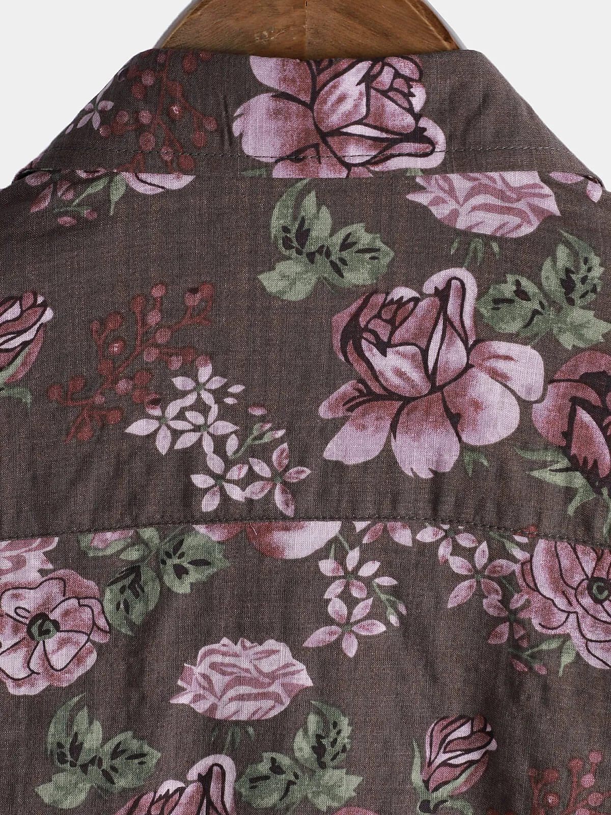 Men's Vintage Floral Button Up Purple Holiday Short Sleeve Shirt