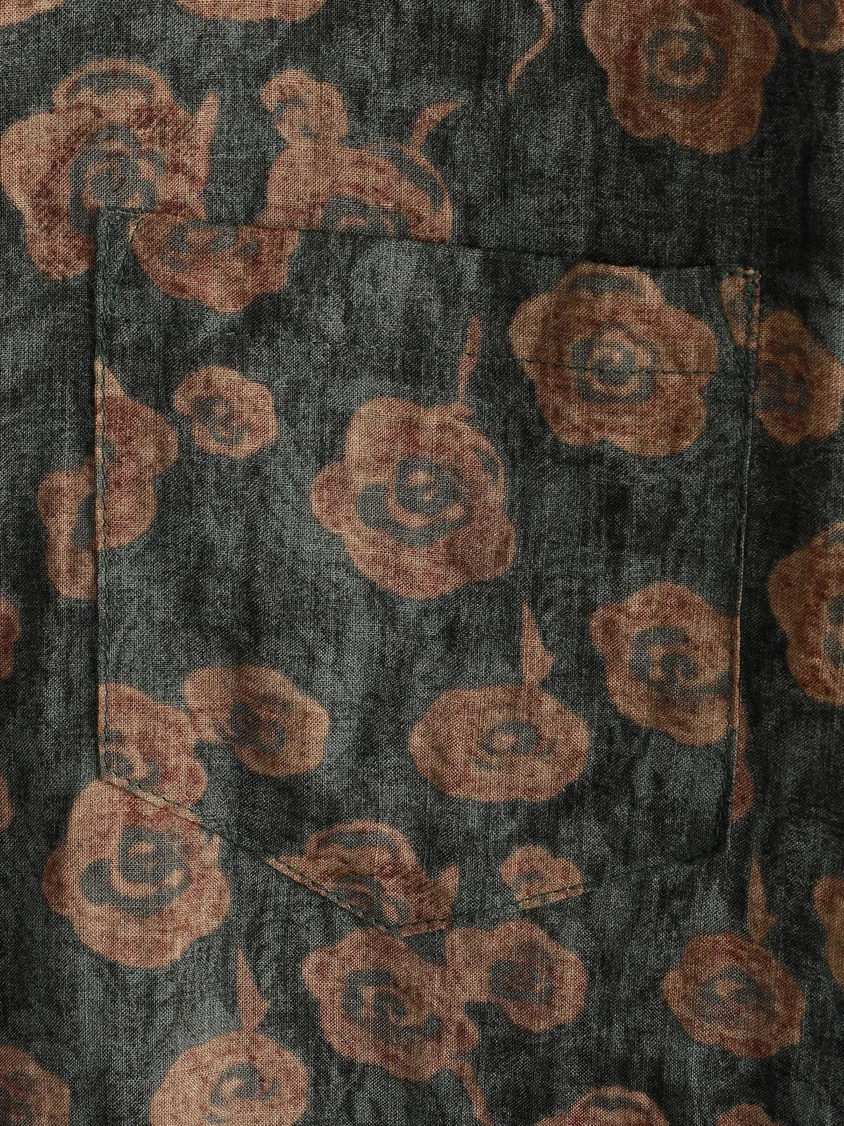 Men's Vintage Floral Holiday Pocket Summer Short Sleeve Button Up Shirt