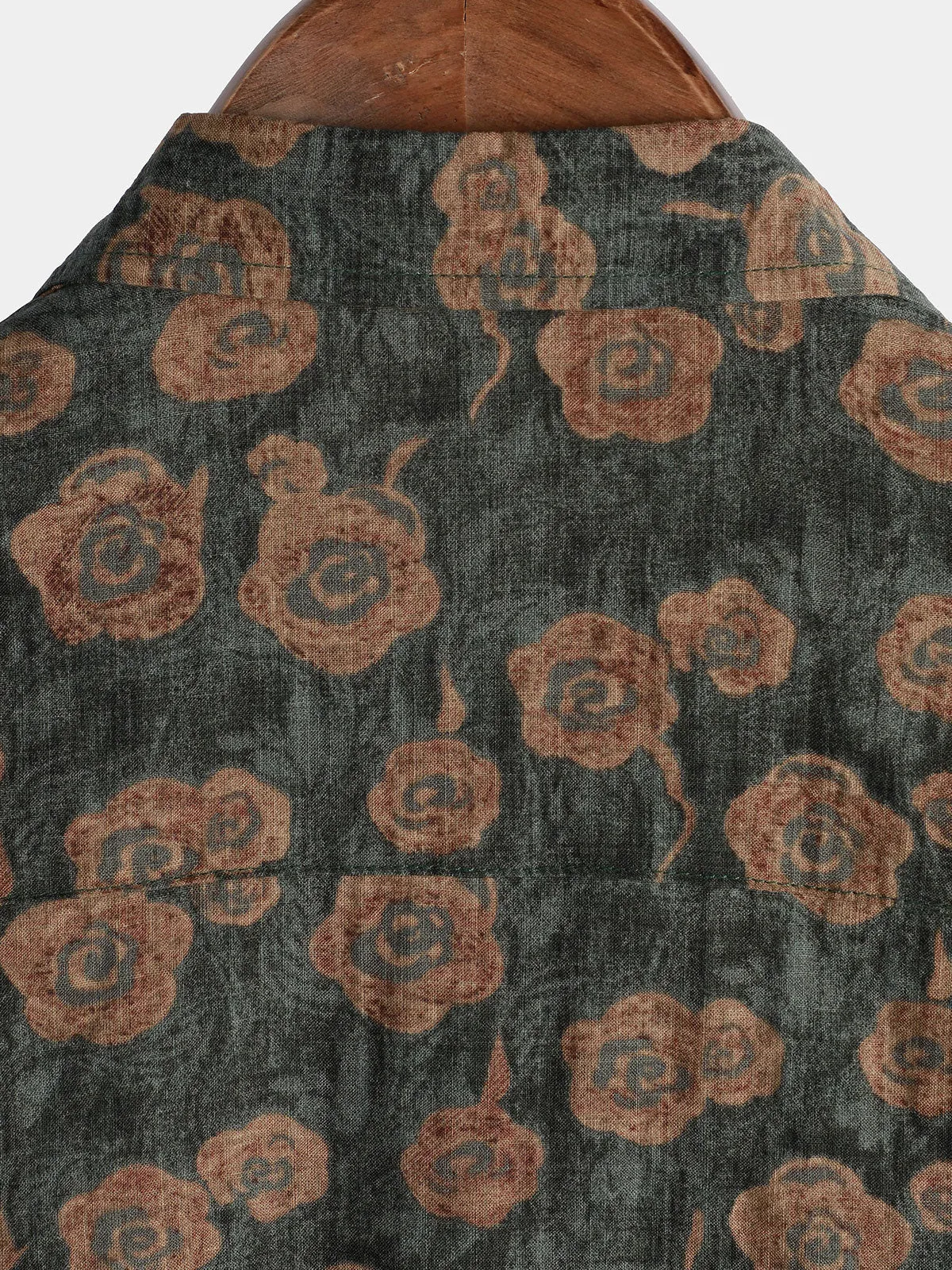 Men's Vintage Floral Holiday Pocket Summer Short Sleeve Button Up Shirt