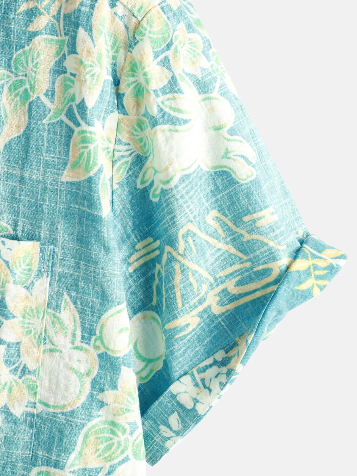 Men's Vintage Hawaiian Tropical Floral Print Pocket Beach Summer Short Sleeve Button Shirt