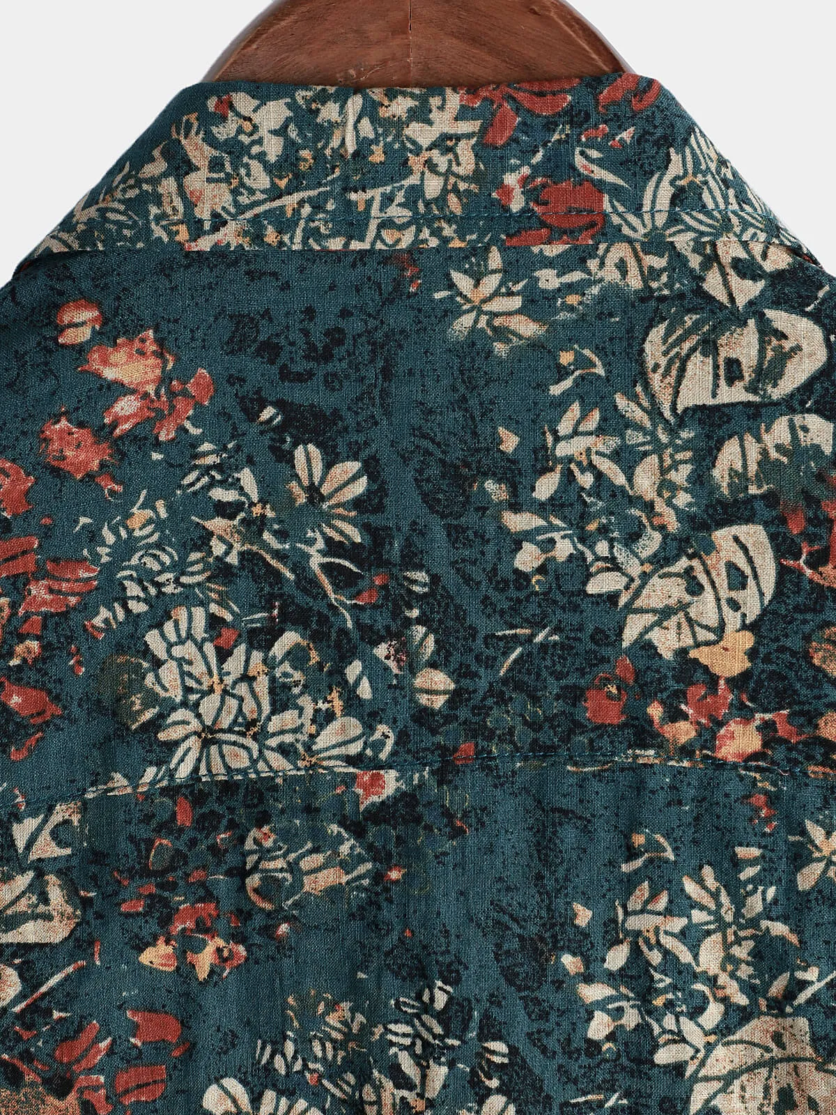 Men's Vintage Holiday Retro Cotton Floral Button Up Short Sleeve Shirt