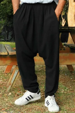 MOON Gender Neutral Linen Blend Harem Pants (Black, Tan)