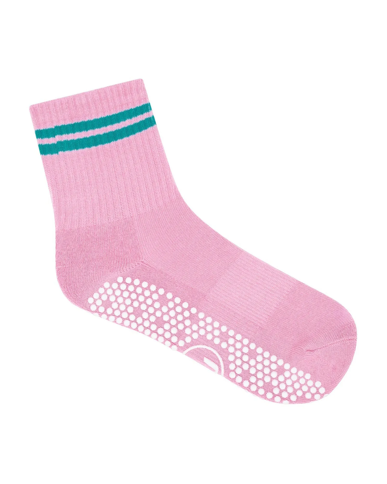Move Active Crew Non Slip Grip Socks - Sorbet Pink Stripe