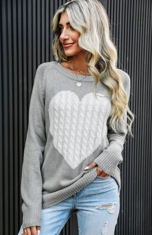 New Cupshe Secret Corner Heart Graphic Sweater, Sz L