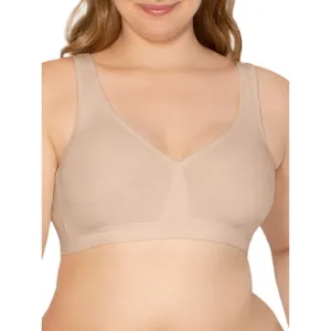 New Fruit of the Loom Women's Plus Size Beyond Soft Wireless Cotton Bra in Sand, Sz 42D!