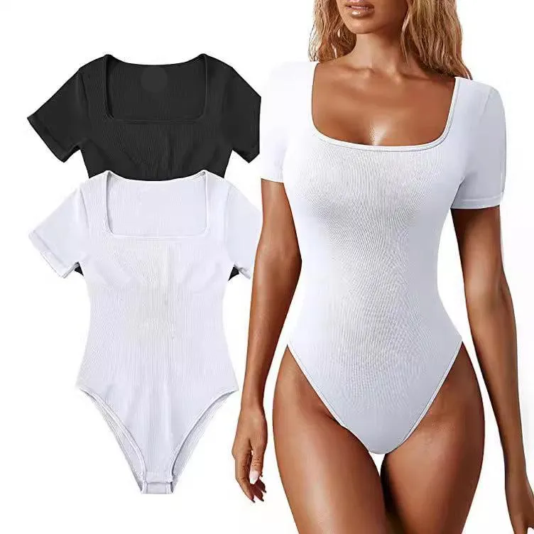 New Square Neck Short Sleeve Skinny Bodysuit