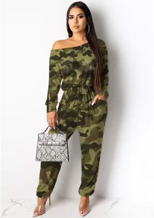 New Women Casual Summer Jumpsuit - Camouflage One Piece Romper Wide Leg Pantsuit Set Playsuit Sz XL! Retails $51 