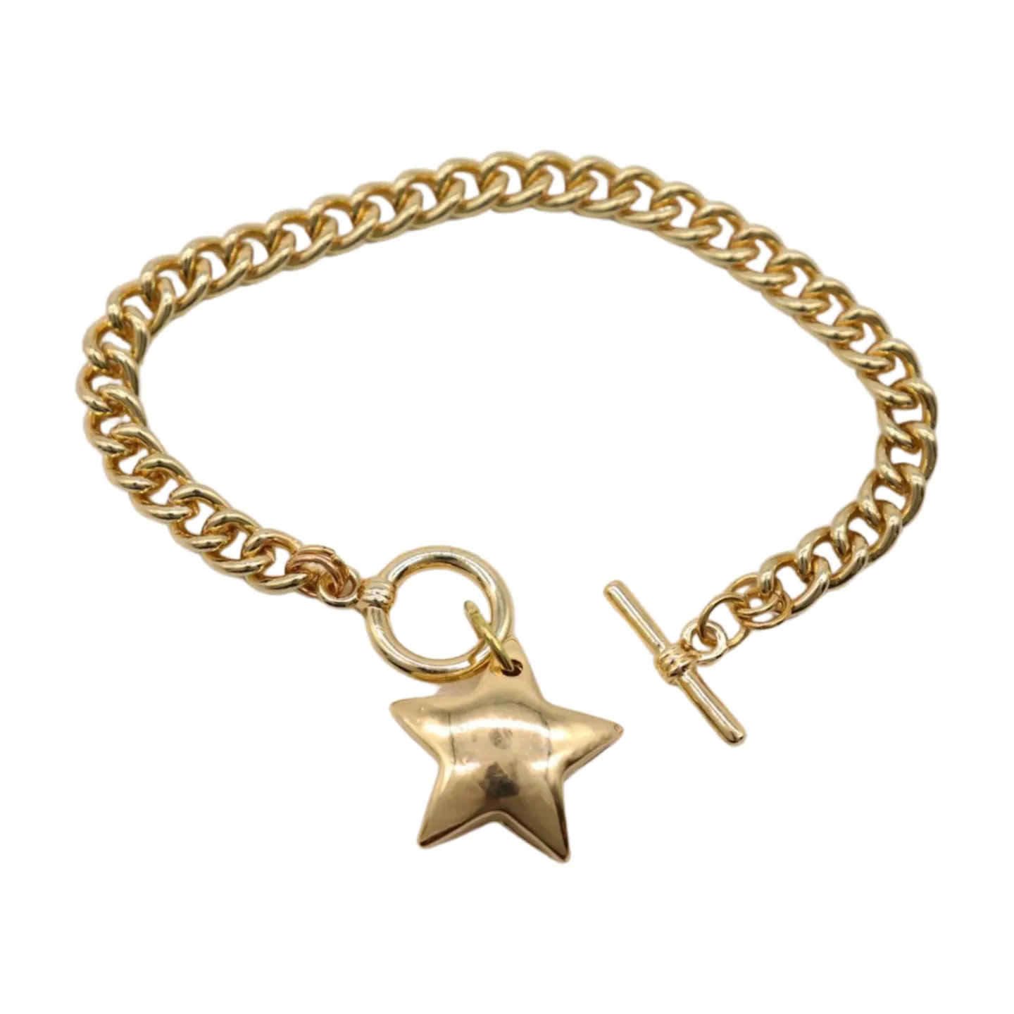 New Women Gold Metal Chain Link Wrist Bracelet Fashion Jewelry Texas Lone Star Charm