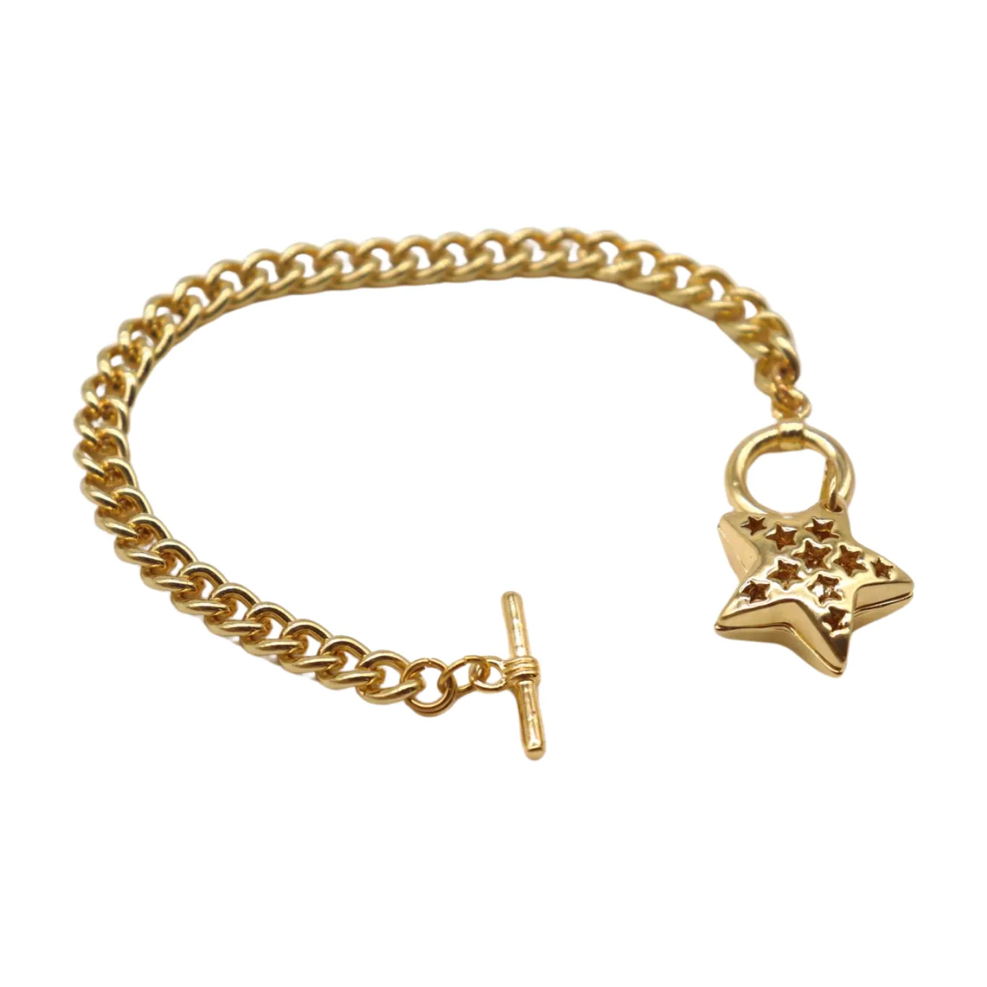 New Women Gold Metal Chain Link Wrist Bracelet Fashion Jewelry Texas Lone Star Charm
