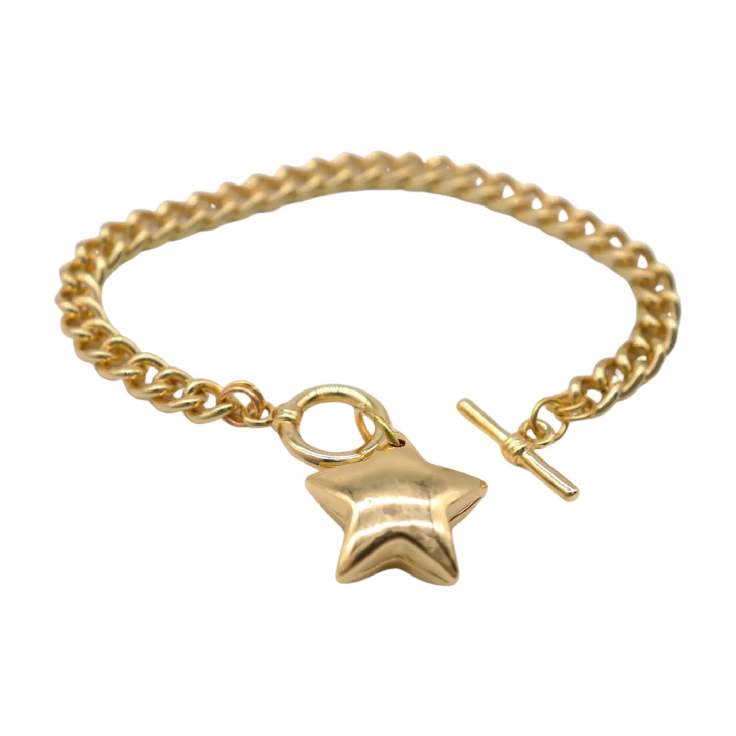 New Women Gold Metal Chain Link Wrist Bracelet Fashion Jewelry Texas Lone Star Charm