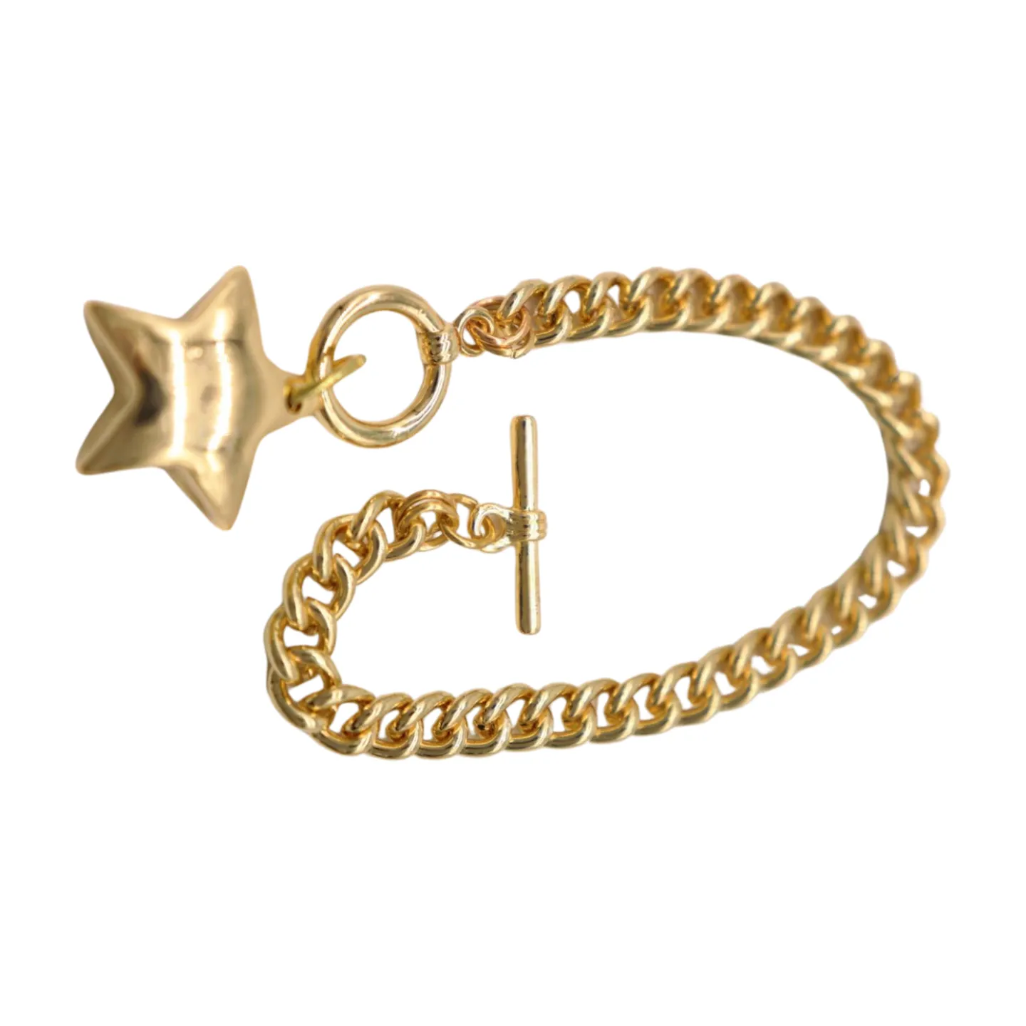 New Women Gold Metal Chain Link Wrist Bracelet Fashion Jewelry Texas Lone Star Charm