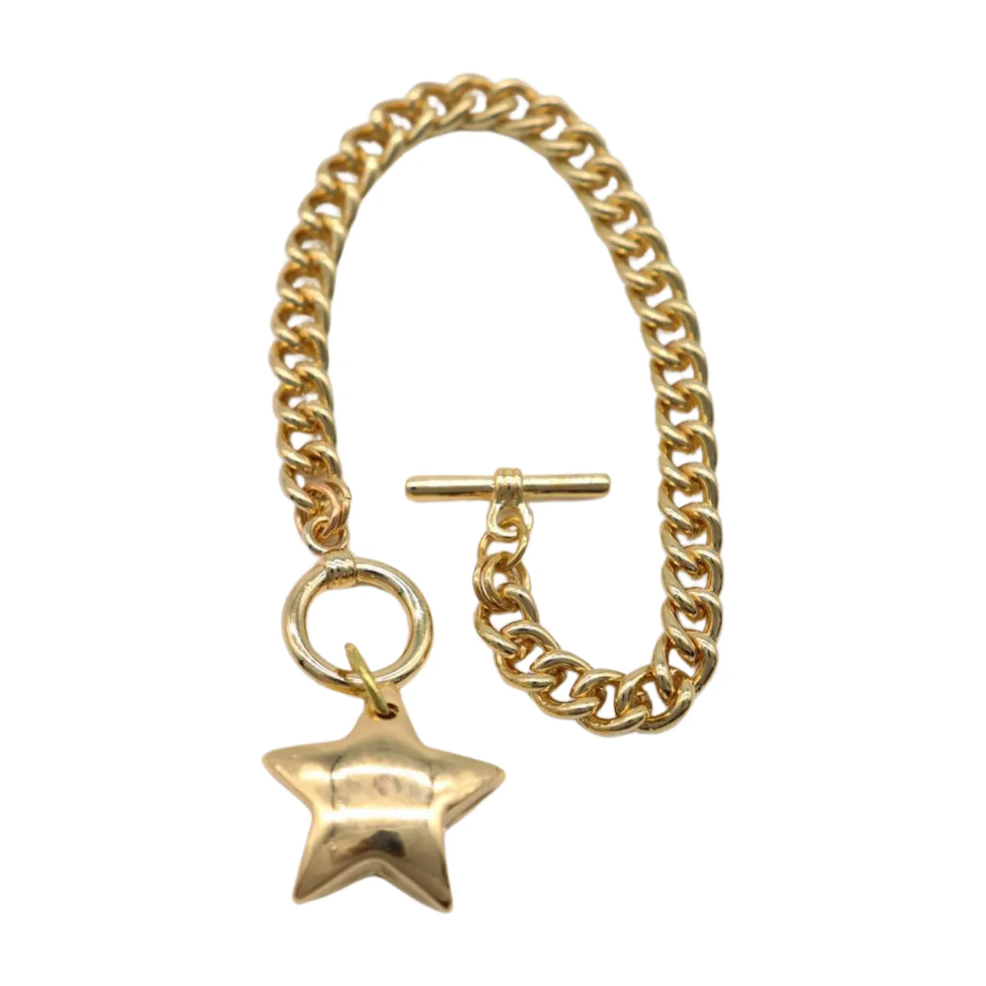 New Women Gold Metal Chain Link Wrist Bracelet Fashion Jewelry Texas Lone Star Charm