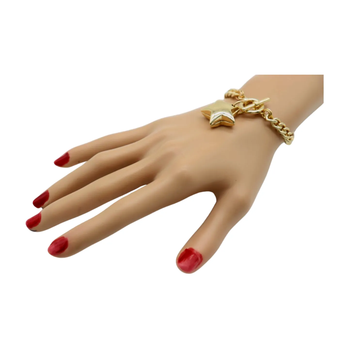 New Women Gold Metal Chain Link Wrist Bracelet Fashion Jewelry Texas Lone Star Charm