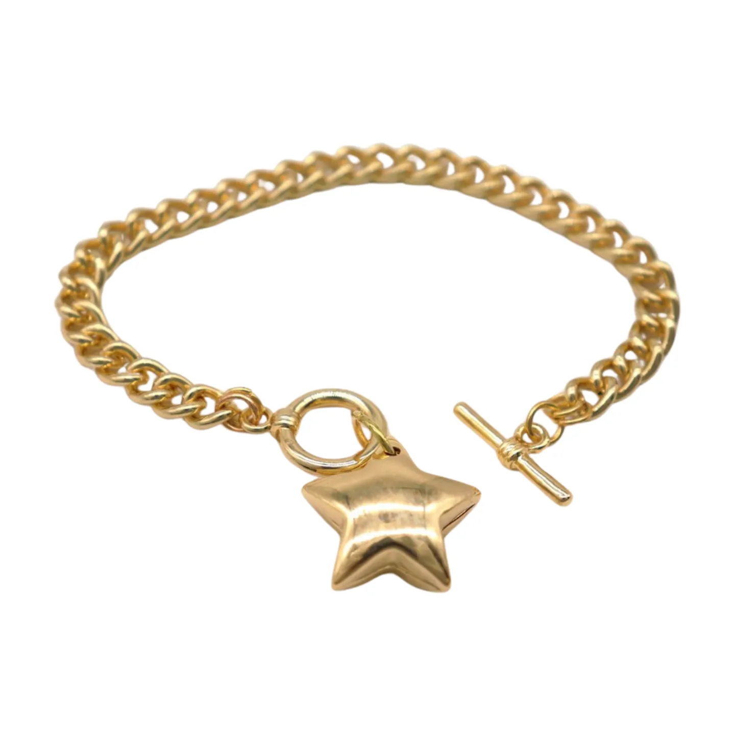 New Women Gold Metal Chain Link Wrist Bracelet Fashion Jewelry Texas Lone Star Charm